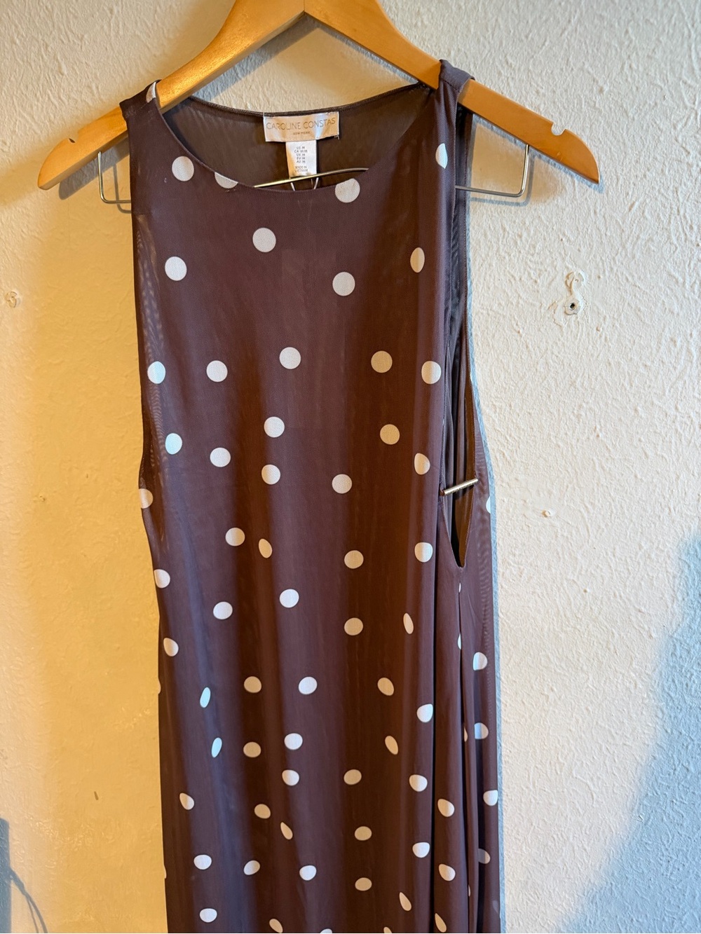 Caroline Constas Chocolate Brown Maxi Skirt with White Polka Dots - Picture 4 of 5